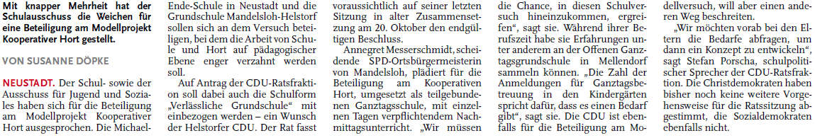 Streit um die Ganztagsschule