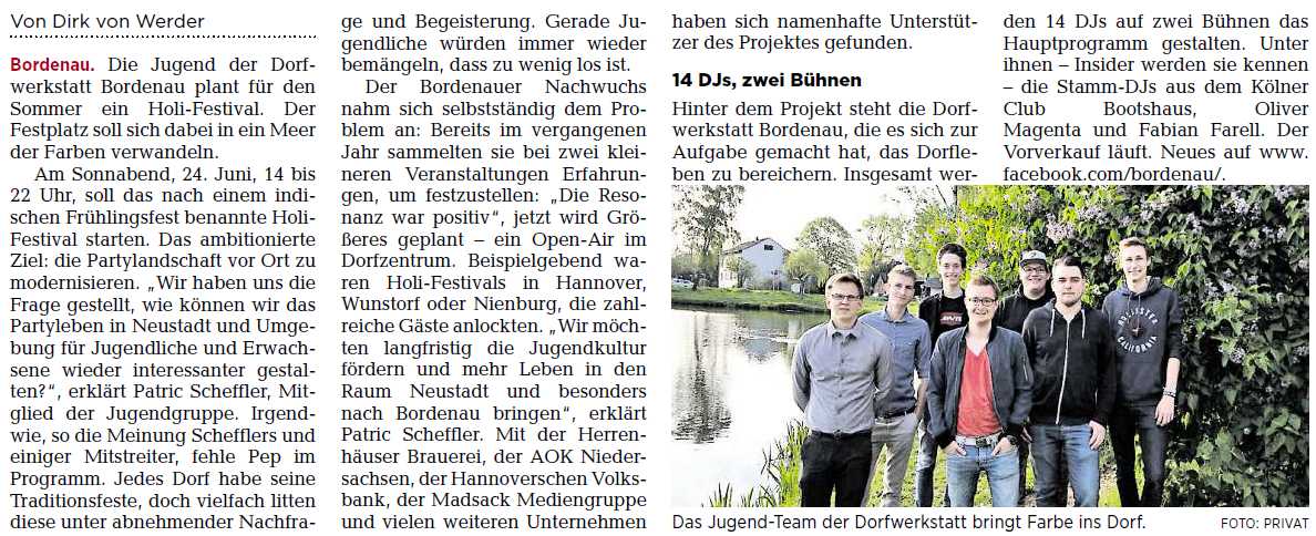 Open-Air in Bordenau - Mehr Pep ins Dorf (Text und Bild)