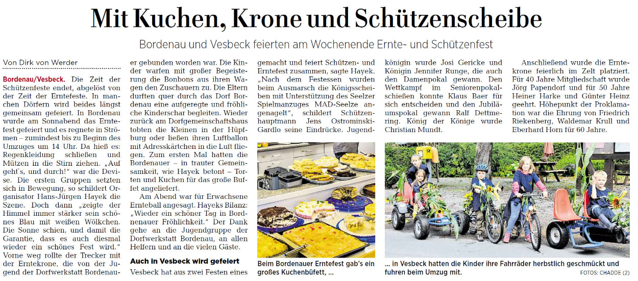 Mit Kuchen, Krone und Schtzenscheibe (Text und Bild)