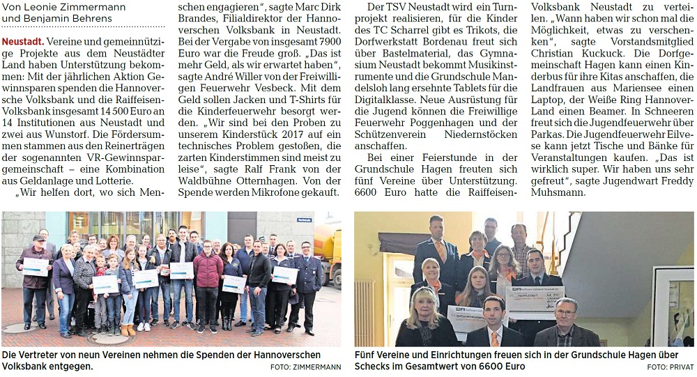 Geldsegen fr Ehrenamtliche (Bild und Text)