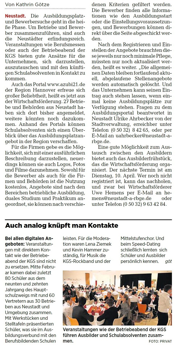 Viele Firmen nutzen Azubi21-Portal (Bild und Text)