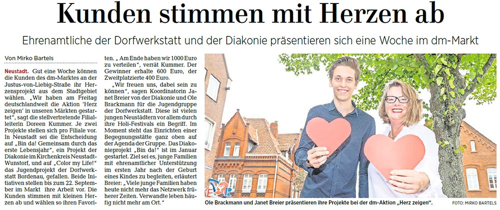 Kunden stimmen mit Herzen ab (Text und Bild)