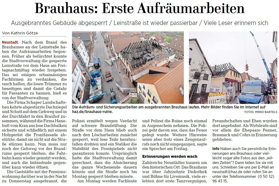 Brauhaus: Erste Aufrumarbeiten (Bilder und Text)