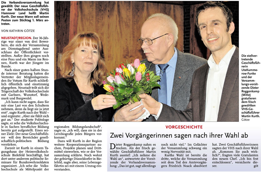 Jetzt gilt's fr den neuen Mann (Text und Bild)