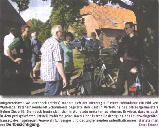 B�rgermeister Sternbeck auf Fahrradtour in Wulfelade