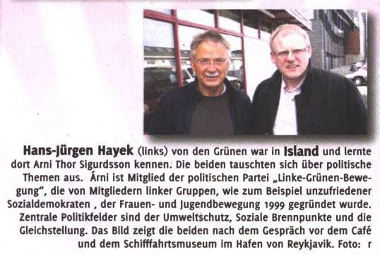 Hayek diskutiert mit isl�ndischem Parlamentarier
