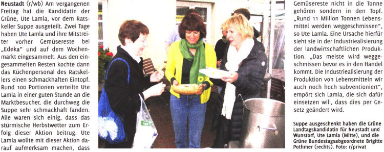 Grne Kandidatin verteilt (Text und Bild)