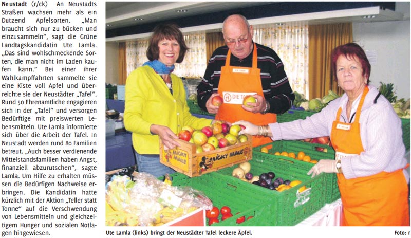 Ute Lamla verschenkt selbstgepfl�ckte �pfel