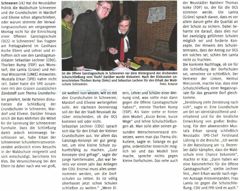 Landtagskandidaten: Waldschule soll ihre Chance bekommen (Bild und Text)