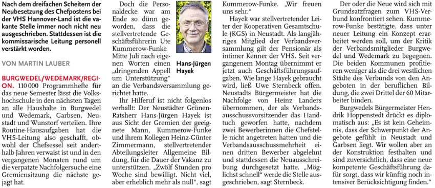 Pensionr hilft an VHS-Spitze (Bild und Text)