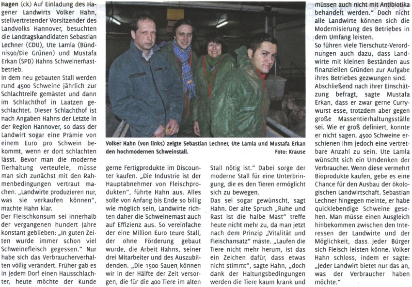 Landtagskandidaten besuchen landwirtschaftlichen Betrieb (Bild und Text)