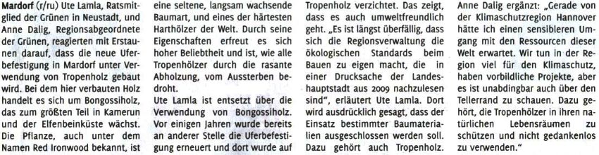 Kein Tropenholz in Mardorf (Text)