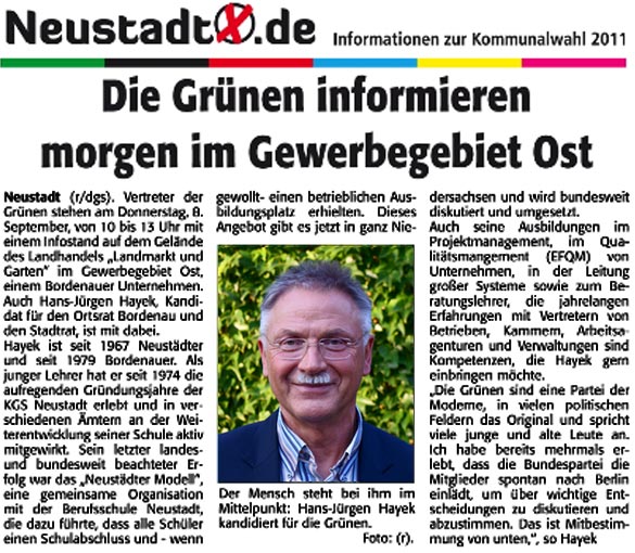 Die Grnen informieren morgen im Gewerbegebiet