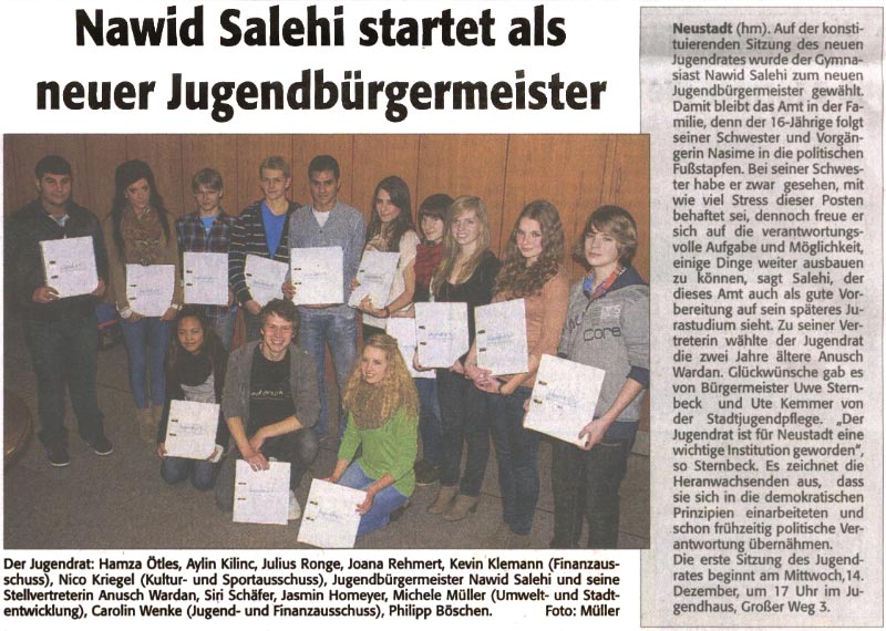 Nawid Salehi startet als neuer Jugendbrgermeister