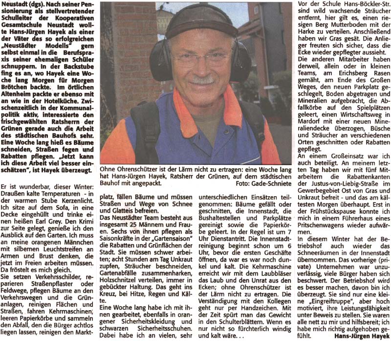 Als frisch gewhlter Ratsherr im Einsatz auf dem stdtischen Bauhof (Bild und Text)