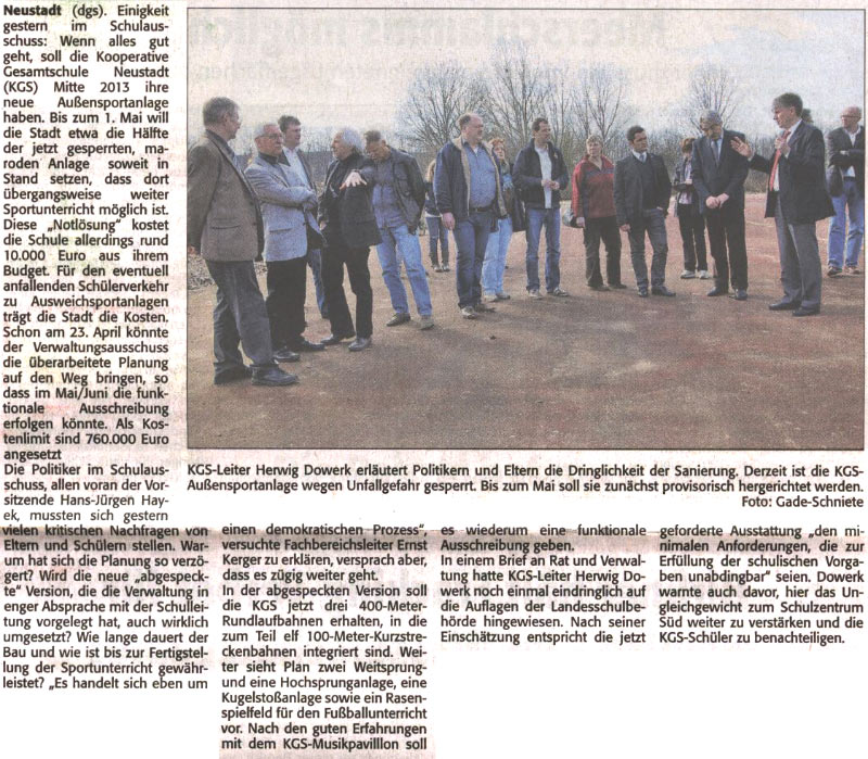 Versprochen: KGS soll Mitte 2013 ihre neue Auensportanlage haben (Text und Bild)