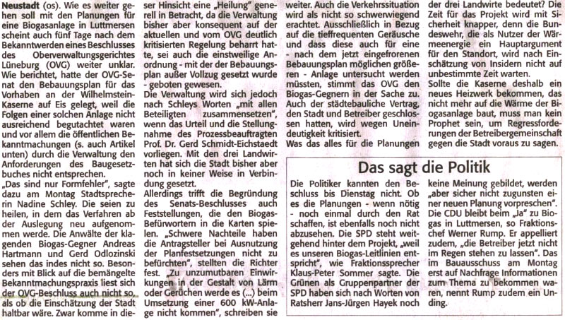 Biogas: "Nur ein Formfehler" oder kommt es noch ganz dick fr die Stadt?