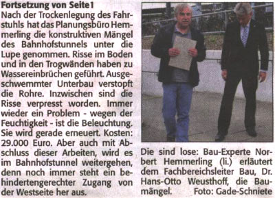 Fortsetzung: Bahnhofstunnel: Ein Fass ohne Boden