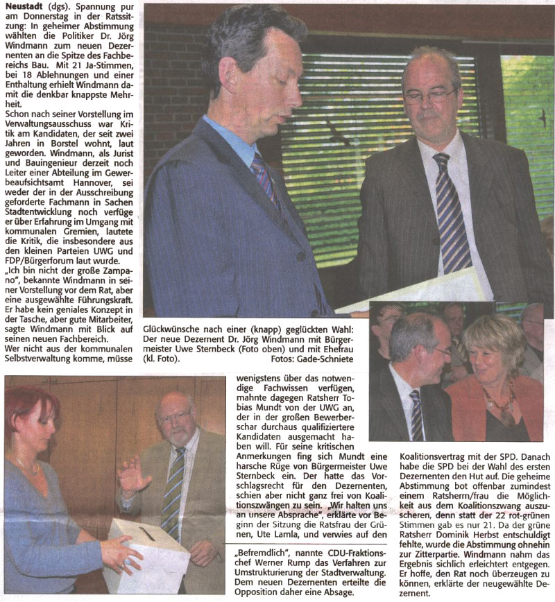 Rat whlt neuen Dezernenten - aber nur mit einer hauchdnnen Mehrheit (Text und Bild)