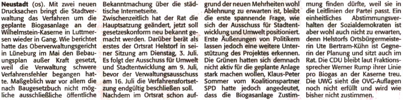 Biogas: Zweiter Anlauf nimmt den Weg durch die Gremien (Text)