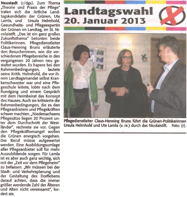 Lamla: Auch mit der Zeit vor dem Pflegeheim befassen (Bild und Text)