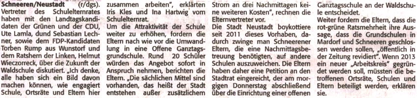 Rot-grne Ratsmehrheit soll Aussage ber Grundschulschlieungen revidieren (Text)