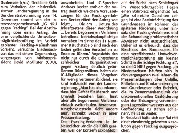 Fracking-IG: "So gewinnt man kein Brgervertrauen" (Text)