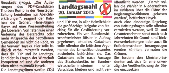 Grne fordern Verffentlichung von neuem Fracking-Gutachten (Text)