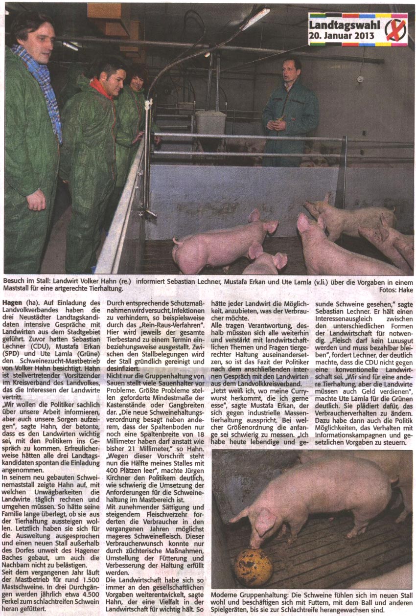 Neustdter Landtagskandidaten im Gesprch mit heimischen Landwirten (Bild und Text)