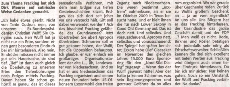 Leserbrief: Der mit dem Wulff frackt (Text)