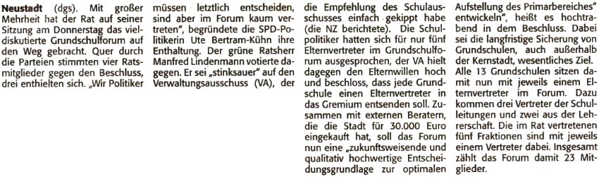 Grundschulforum kann mit der Arbeit beginnen (Text)