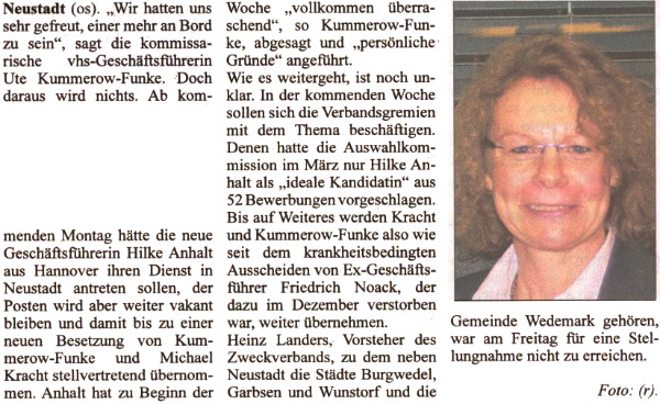 "Ideale Kandidatin" kommt gar nicht erst an Bord (Bild und Text)