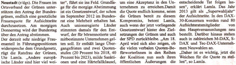 Grne hoffen auf erfolgreiche Abstimmung ber die Frauenquote im Bundestag