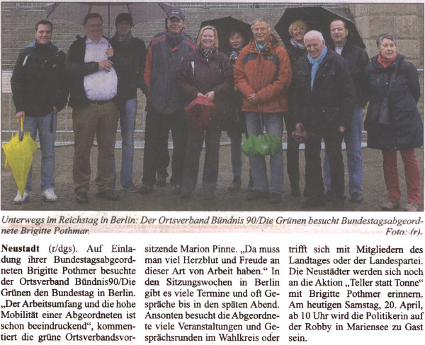 Vom Bundestag auf die Robby (Text und Bild)