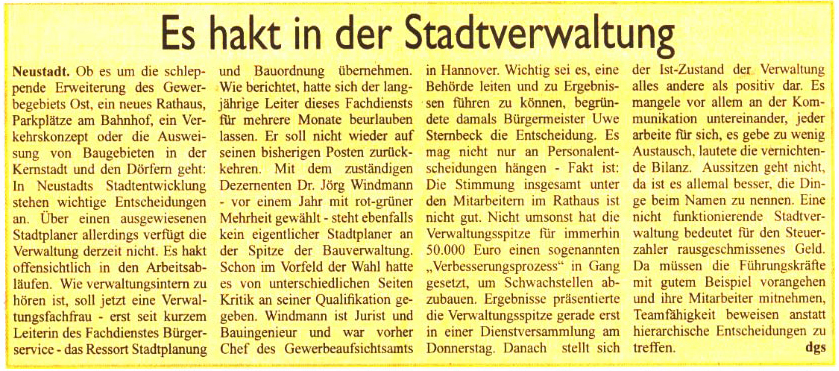 Es hakt in der Stadtverwaltung (Text)