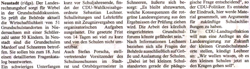 Geht es kleinen Grundschulen jetzt an den Kragen? (Text)
