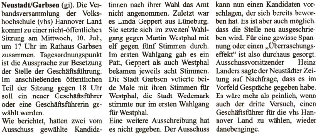 Wird jetzt ein Geschftsfhrer gewhlt, der nicht abspringt? (Text)