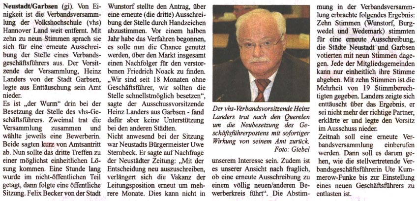 Es dauert noch: Erneute Ausschreibung der Stelle des vhs-Geschftsfhrer  (Text und Bild)