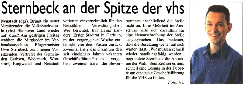 Sternbeck an der Spitze der vhs