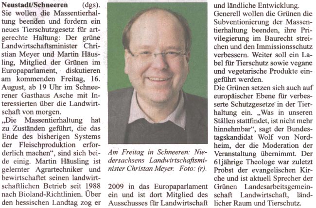 Grne: Neues Tierschutzgesetz fr artgerechte Haltung (Bild und Text)