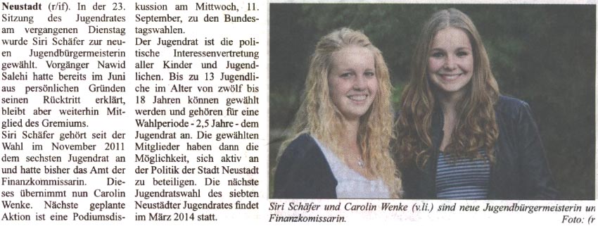 Rat whlt neue Jugendbrgermeisterin (Bild und Text)