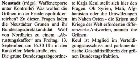 Infos beim "Abrstungskaffee" (Bild und Text)