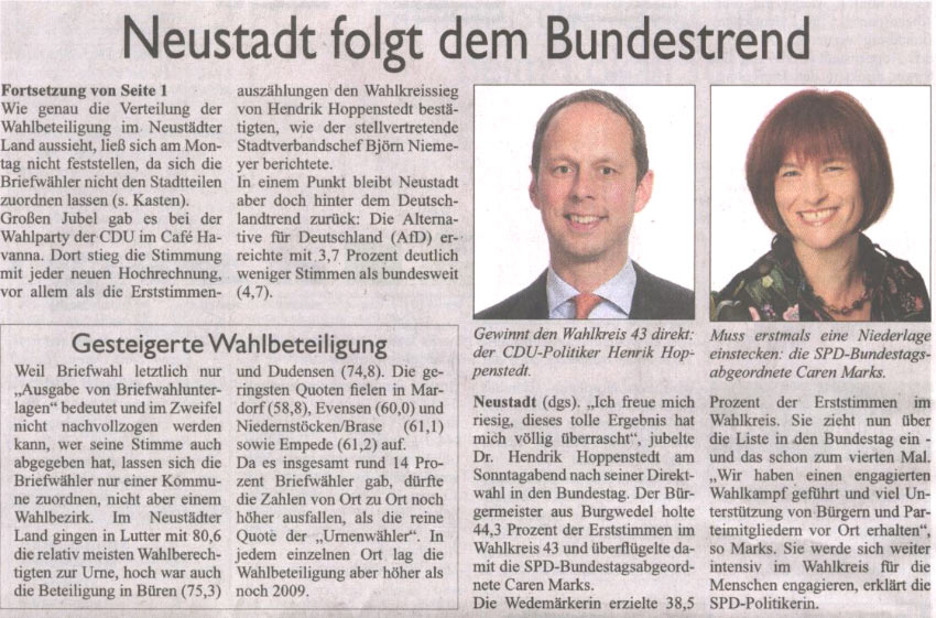 Neustadt folgt dem Bundestrend (Bild und Text)