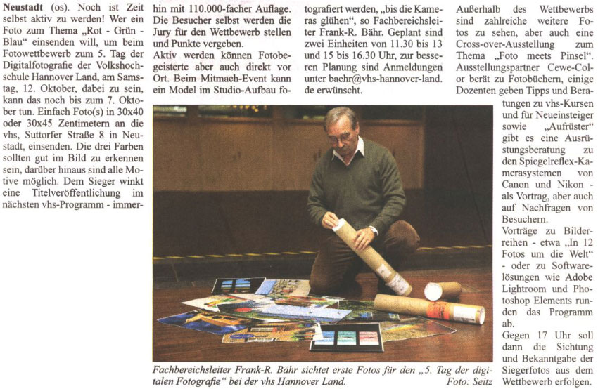 5. Tag der Digitalfotografie - mit Wettbewer, Action und Beratung (Bild und Text)