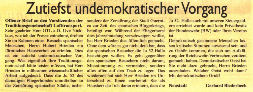 Zutiefst undemokratischer Vorgang (Text)