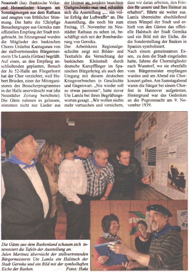 Chorgesang zum Empfang (Bilder und Text)