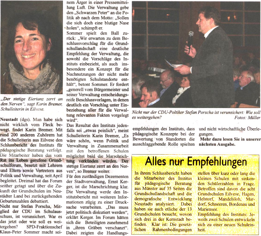 Nicht wirklich vom Fleck bewegt? Grundschulforum legt Schlussbericht vor (Bilder und Text)