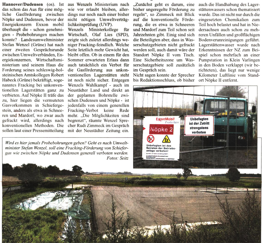 Kein Fracking fr Npke II (Text und Bild)