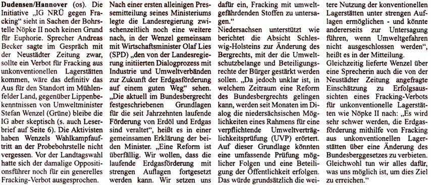 Fracking-Gegner bleiben skeptisch (Text)