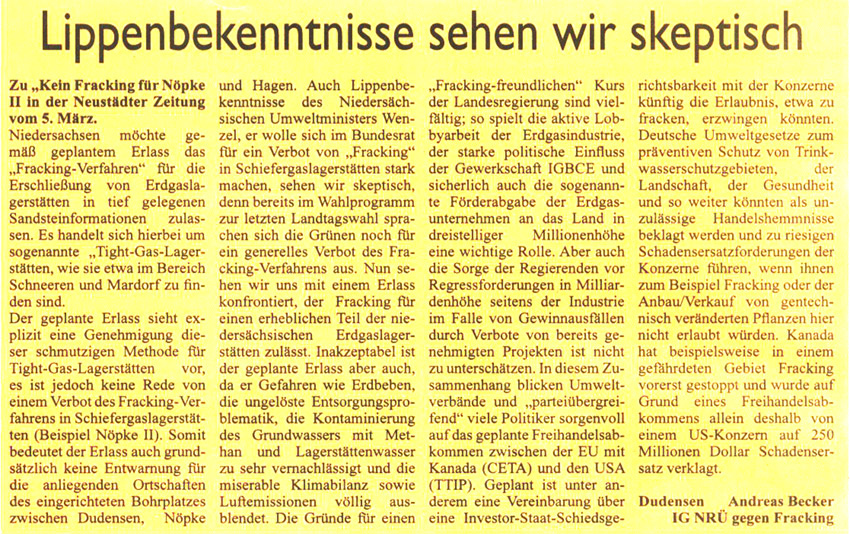 Lippenbekenntnisse sehen wir skeptisch (Text)